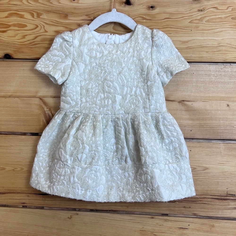 Chicco Gran Giorno Baby‎ Girl Ivory Silver Brocade Dress Made in Italy 9 Months